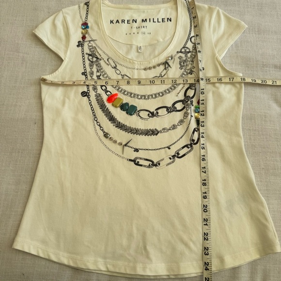 •Karen Millen Embelished Top Stretch Cotton T-shirt Size 10 - Picture 7 of 12